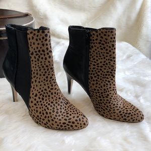 black and white leopard booties